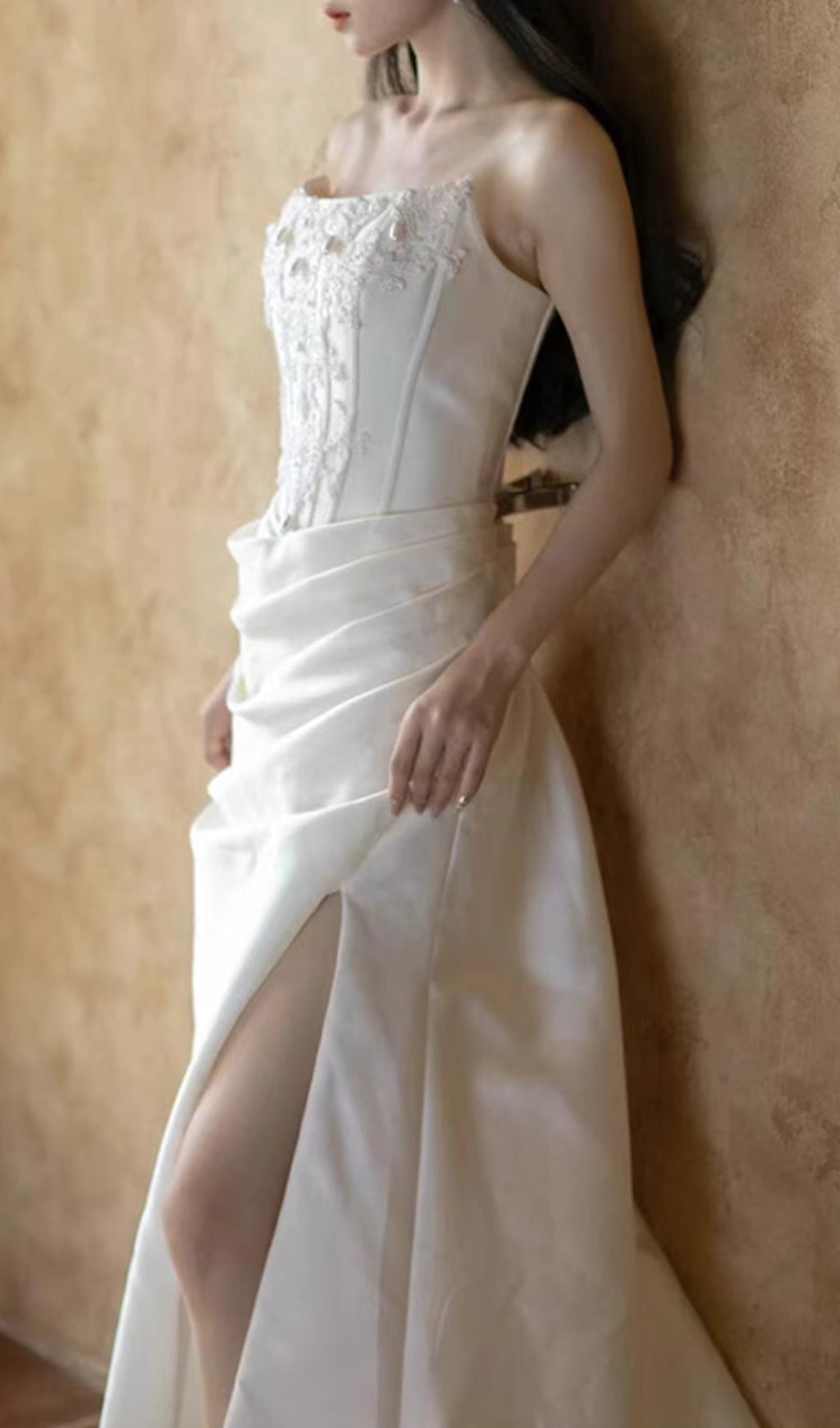 Caetana White Strapless Corset Maxi Dress Flowering Girl