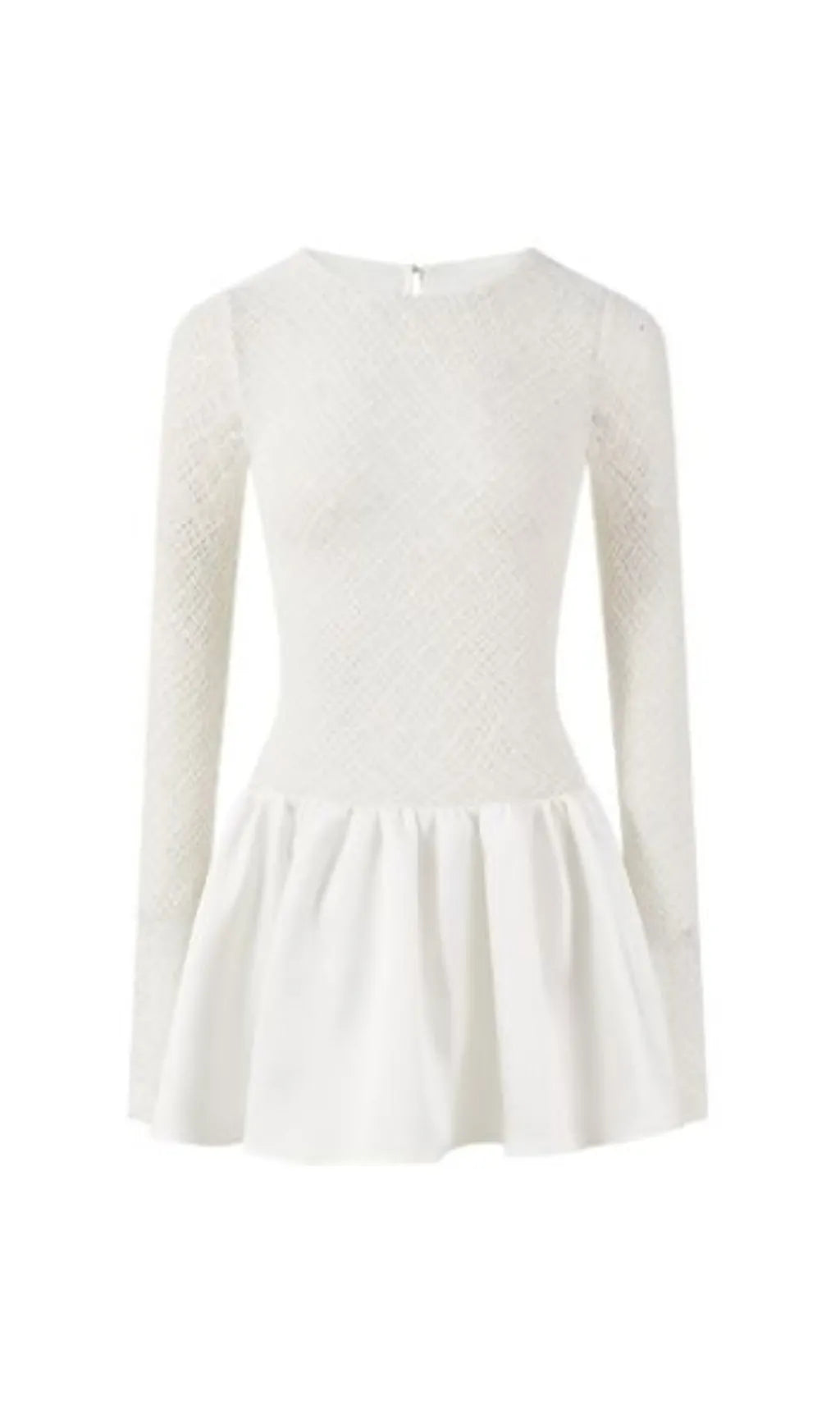 Lace Patchwork Puff Mini Dress in white Flowering Girl