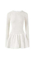Lace Patchwork Puff Mini Dress in white Flowering Girl