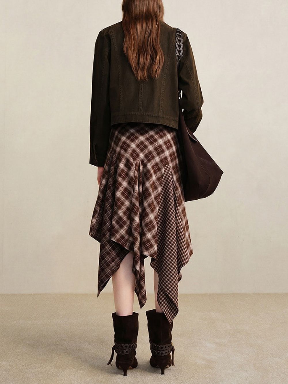 Mili Checkered Patchwork Skirt Flowering Girl