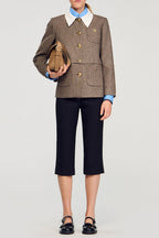 Setlla Houndstooth Suit Jacket In Brown Flowering Girl