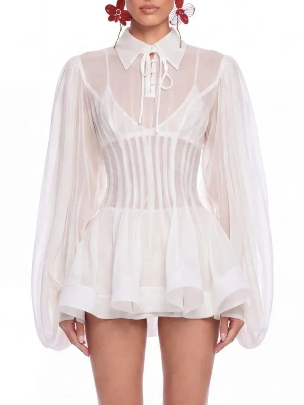 Kazra Balloon Sleeve Shirt Flowering Girl