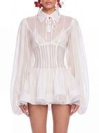 Kazra Balloon Sleeve Shirt Flowering Girl