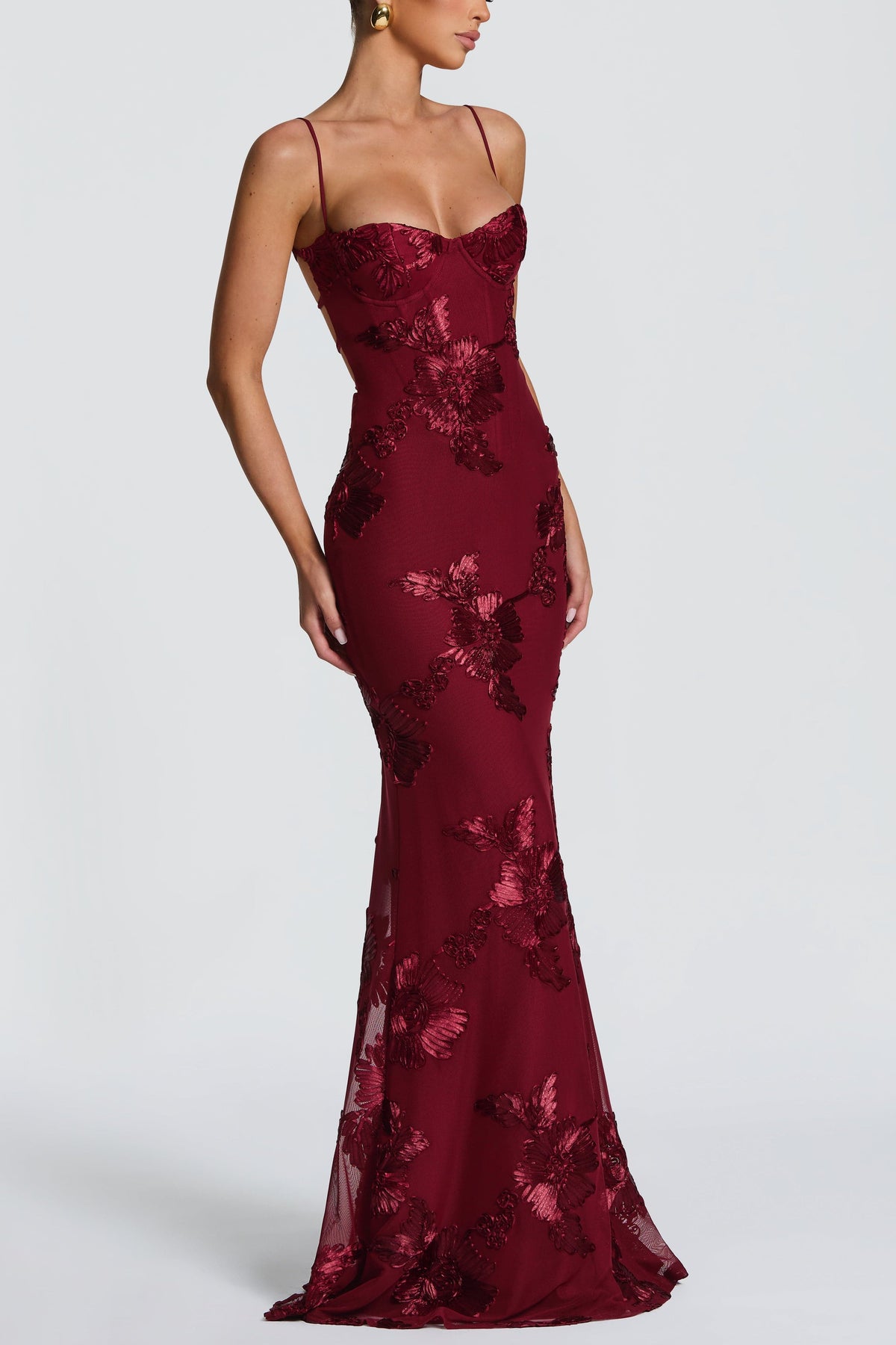 Nefertiti Maxi Dress - Burgundy Flowering Girl