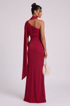 Deep Red Crepe Column Gown Flowering Girl