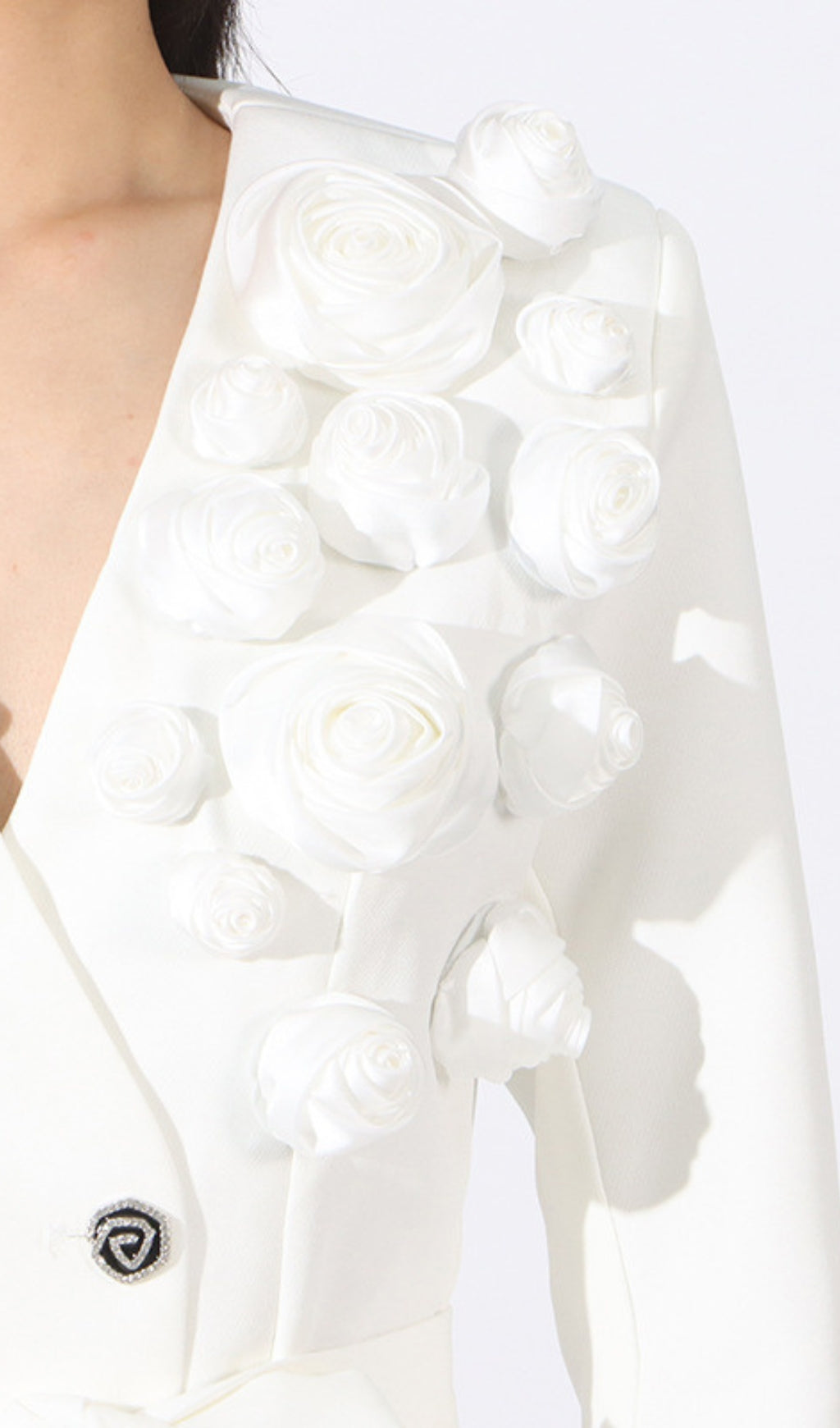 Elda White Flower Blazer & Pants Set Flowering Girl