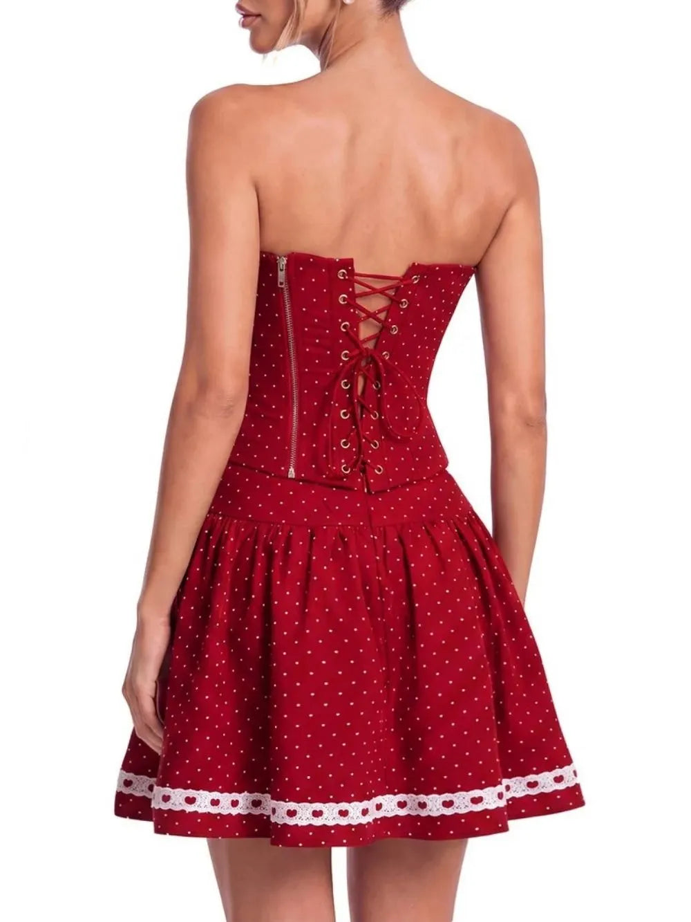 Brelvok Strapless Dot Skirt Set Flowering Girl