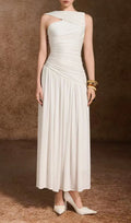 Kelsey White Ruched Maxi Dress Flowering Girl