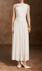 Kelsey White Ruched Maxi Dress Flowering Girl