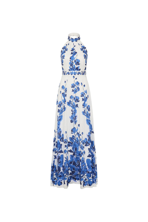 ashley orchid print maxi dress in white Flowering Girl