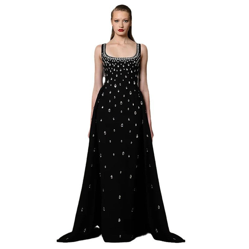 Yellow Beaded Diamond Sleeveless Vest Dress Flowering Girl