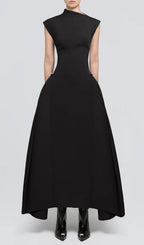 A Line Maxi Dress Black Flowering Girl