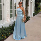 Halter Satin Flowy Maxi Dress Flowering Girl