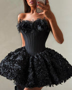 Strapless Petal Floral Corset A Line Dress Flowering Girl