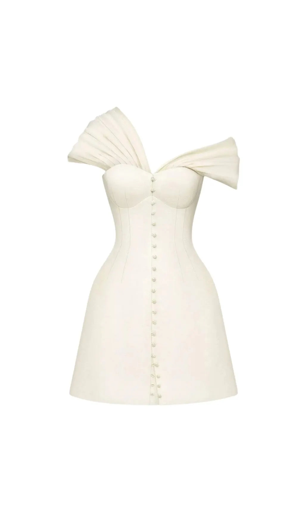 Luzasa Off Shoulder Buttoned Mini Dress Flowering Girl