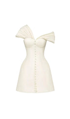 Luzasa Off Shoulder Buttoned Mini Dress Flowering Girl