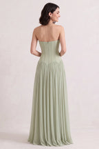 Sage Green Chiffon A-Line Floor-Length Gown Flowering Girl