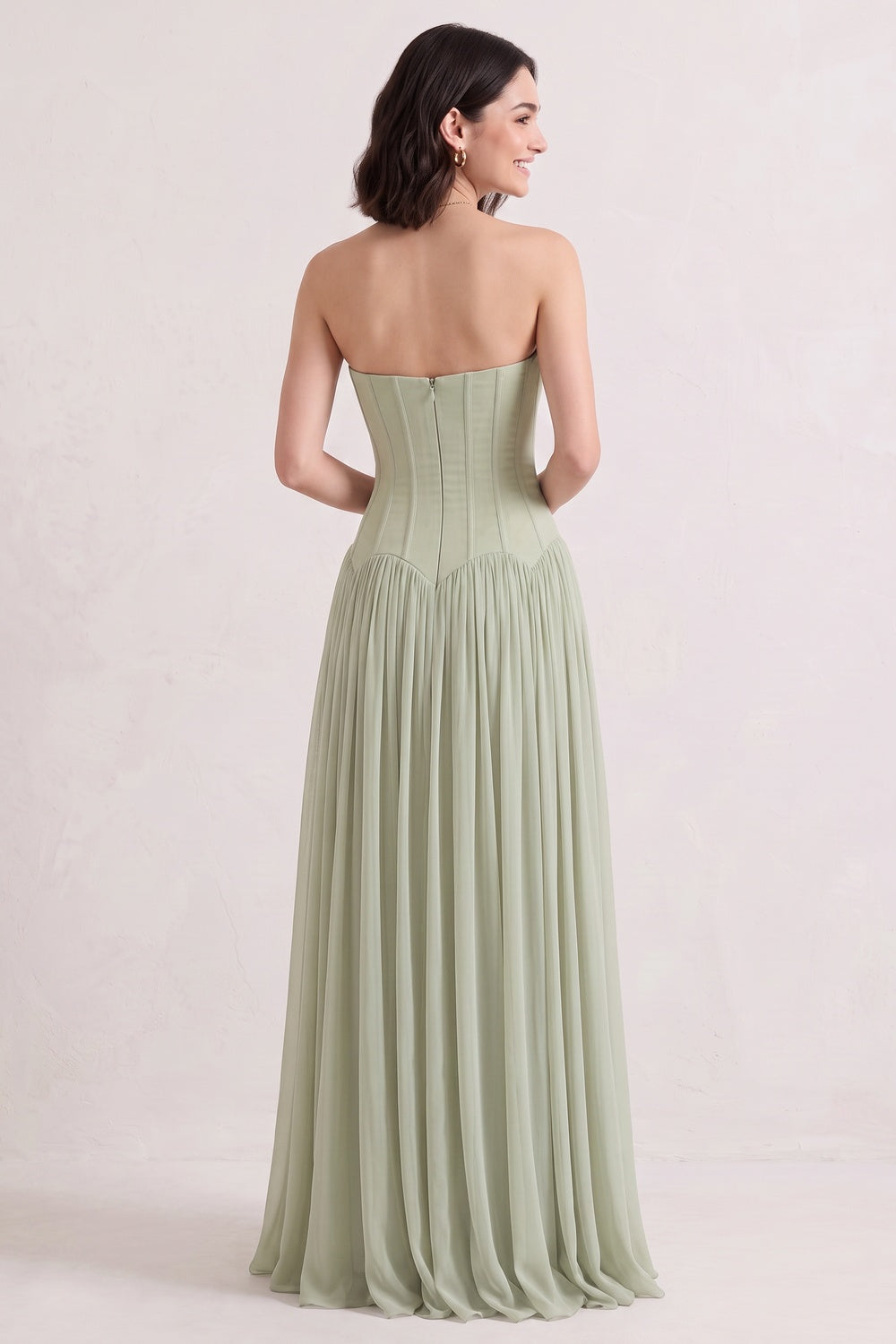 Sage Green Chiffon A-Line Floor-Length Gown Flowering Girl