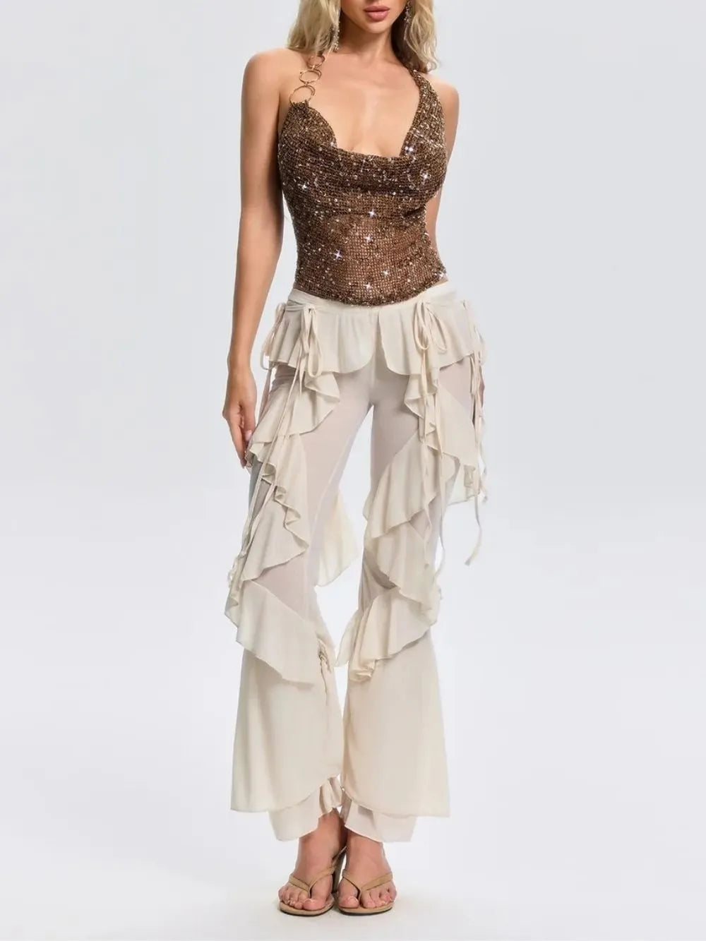Norvela Ruffle Flare Pants Flowering Girl