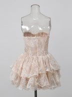 Mitsuki Strapless Lace Layered Mini Dress Flowering Girl