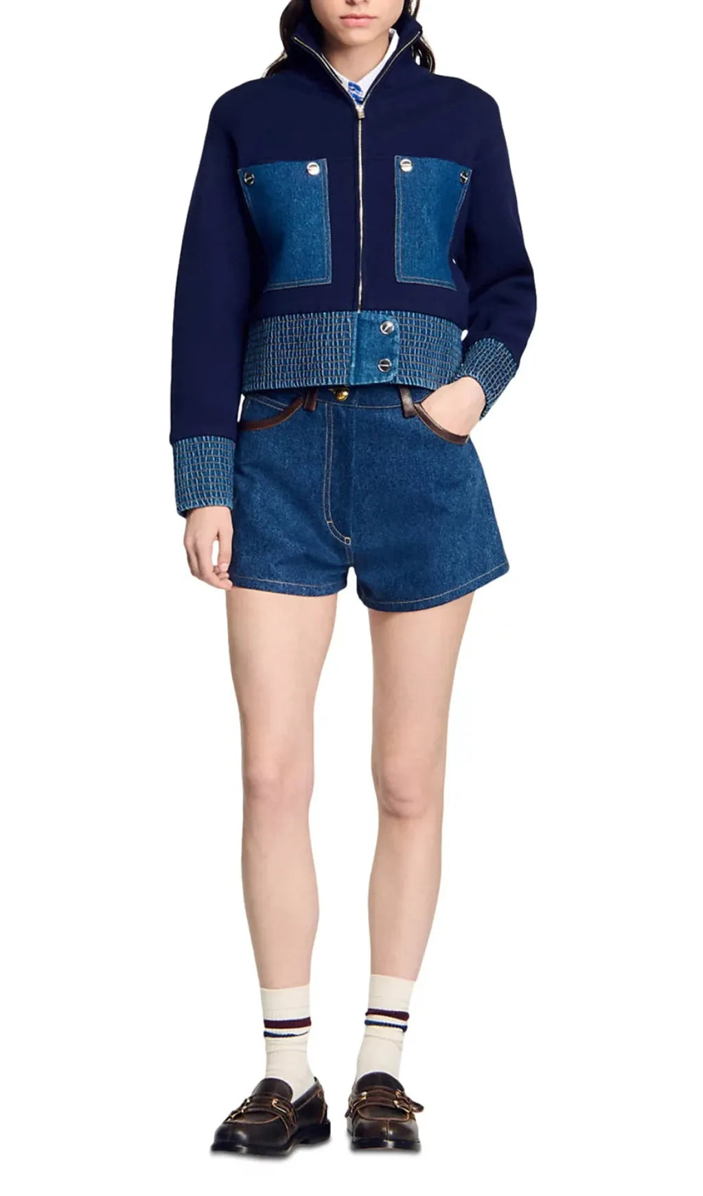Vancouver Denim Trim Knit Jacket Flowering Girl