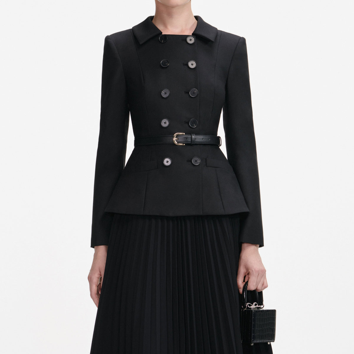 Rosalind Black Wool Crepe Midi Dress Flowering Girl