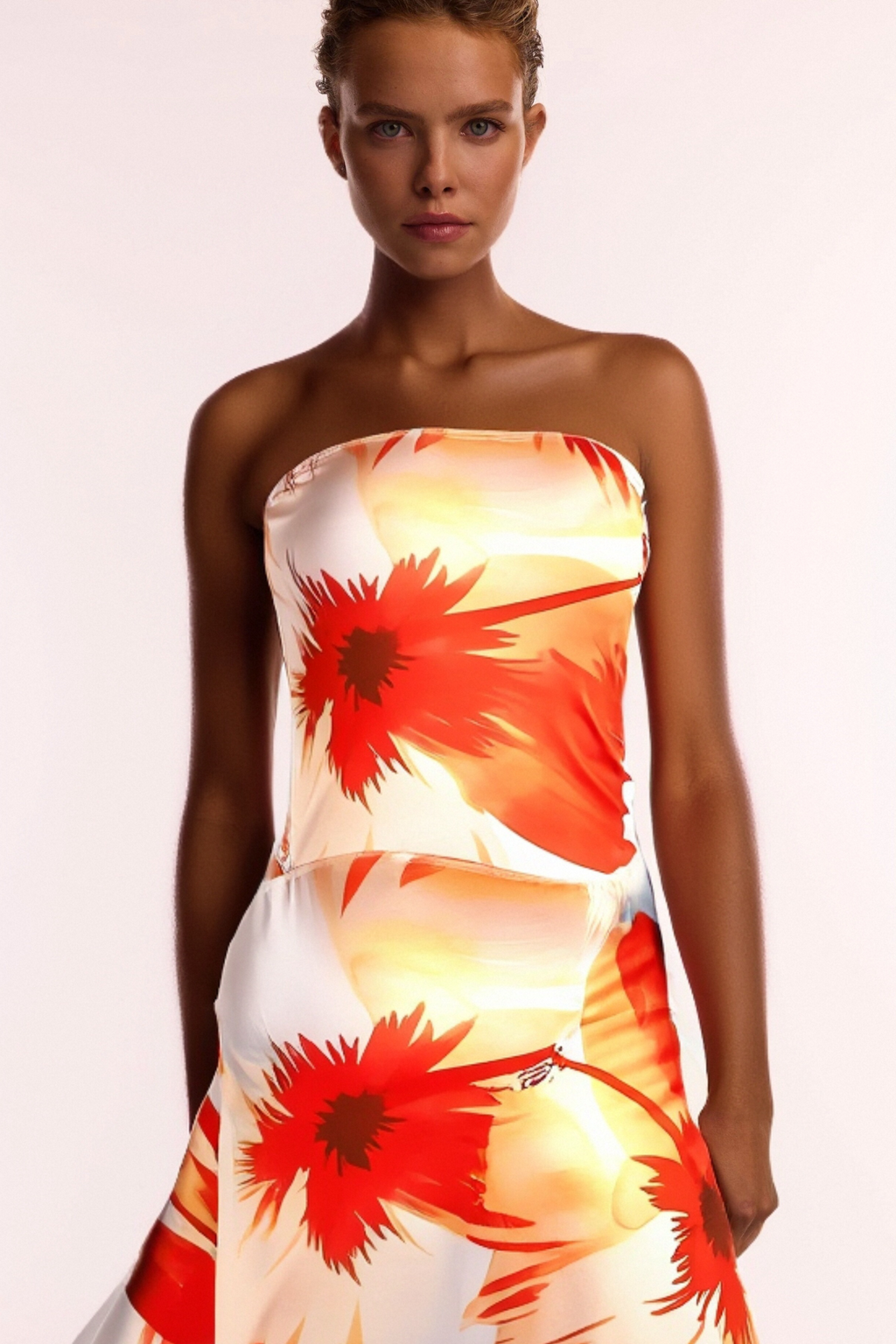 Sarrides Strapless Print Midi Dress Flowering Girl