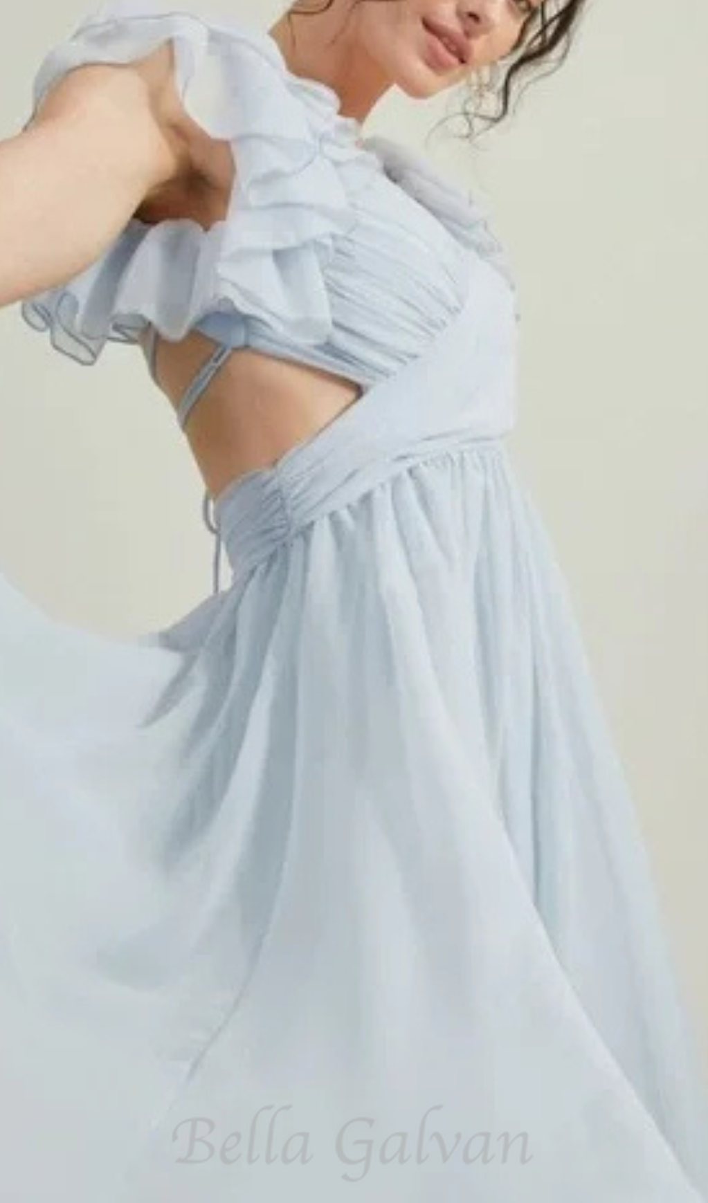 vanessa ruffle sleeves maxi dress in blue Flowering Girl