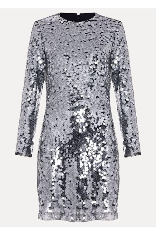 Rhia Silver Sequin Mini Dress Flowering Girl