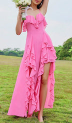 Amalthea Slit Ruffle Maxi Dress Flowering Girl