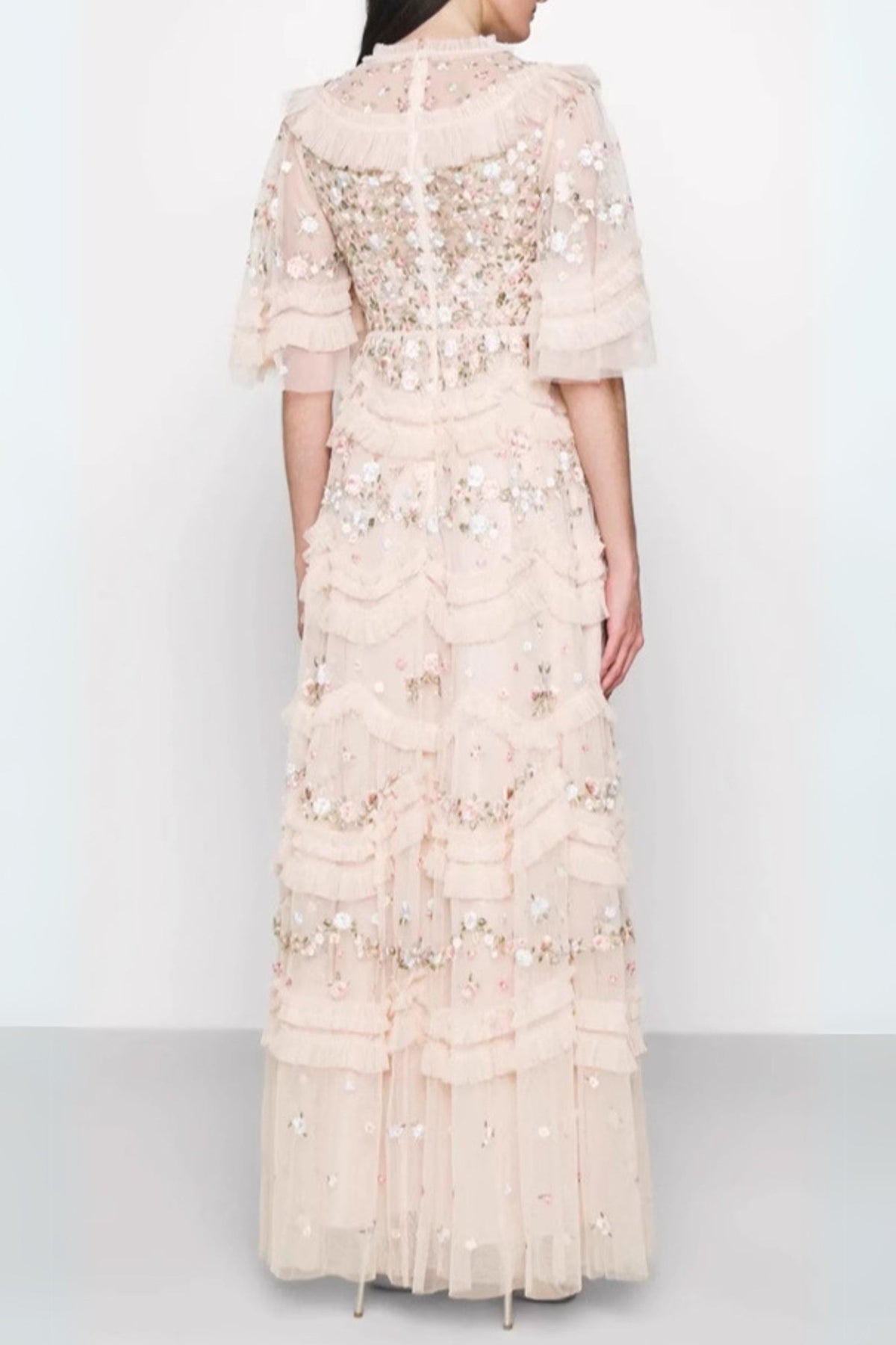 Lalabelle Tulle Floral Gown In Apricot Flowering Girl