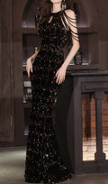 Chiyoye Black Halter Sequin Maxi Dress Flowering Girl