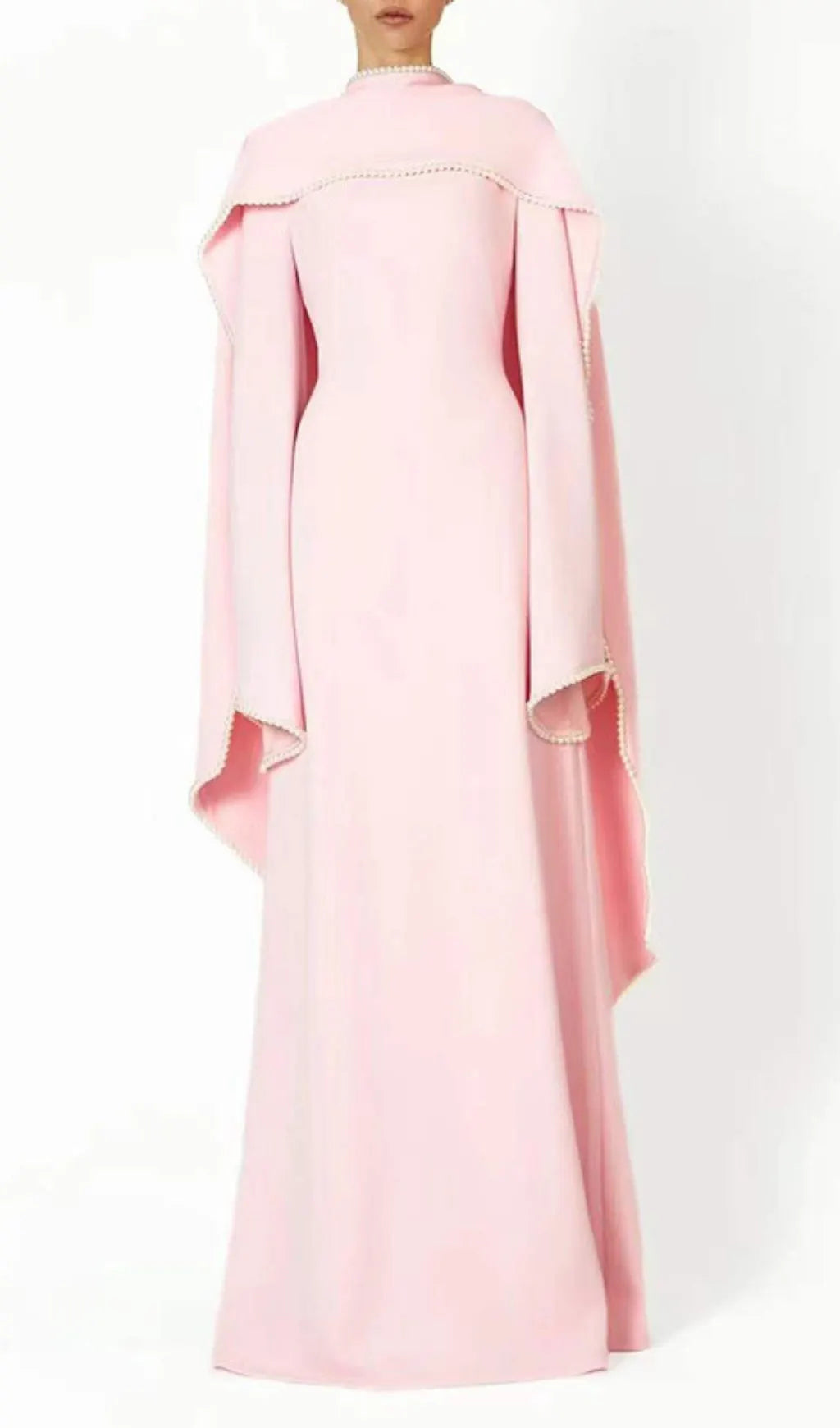 Hidi Pink Shawl Long Sleeve Maxi Dress Flowering Girl