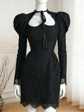 Lace Puff-Sleeve Mini Dress Flowering Girl