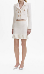 CREAM SEQUIN TEXTURED KNIT SKIRT Flowering Girl