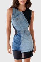 Rory Patchwork Denim Mini Dress Flowering Girl