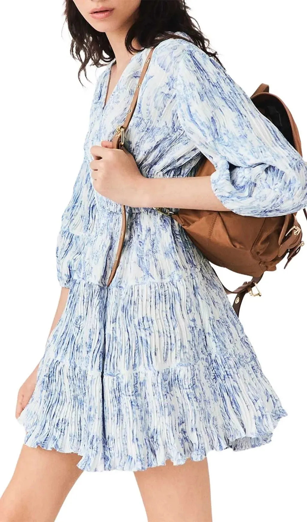 Pleated Mini Dress Flowering Girl