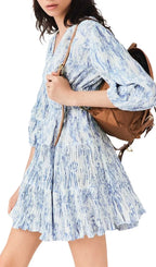 Pleated Mini Dress Flowering Girl