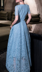 Hilary Blue Lace Midi Dress Flowering Girl