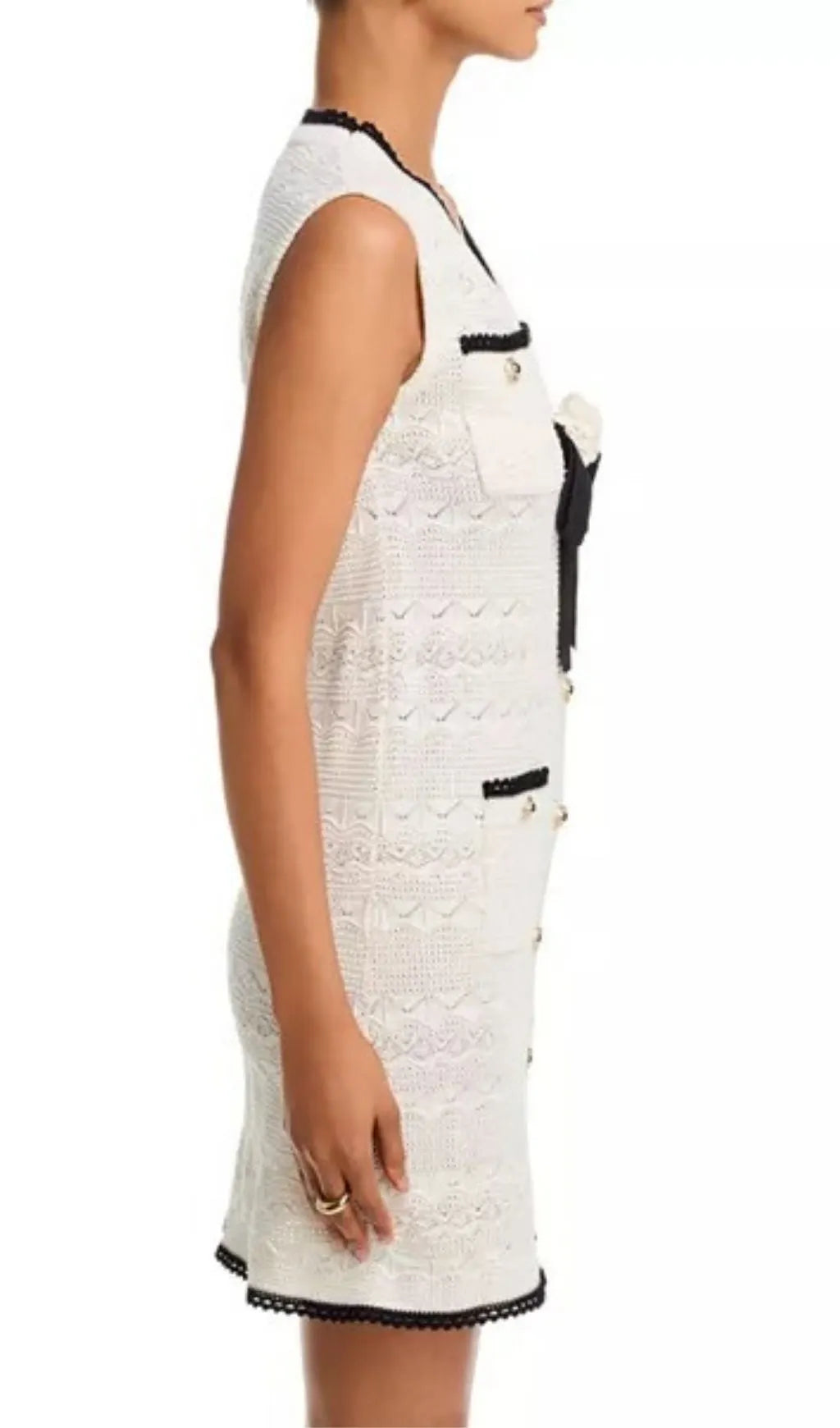 Pointelle Knit Mini Dress - White Flowering Girl