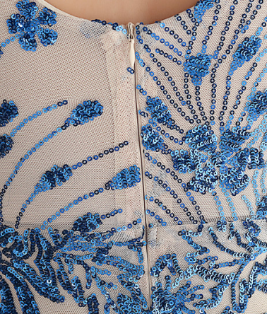 Royal Blue Sequin Embroidered Floor-Length Gown Flowering Girl