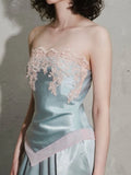 Maysie Blue Strapless Lace Top Flowering Girl