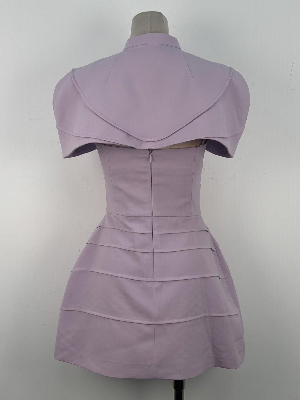 Hilary Purple Pleated Cape Mini Dress With Spaghetti Straps Flowering Girl