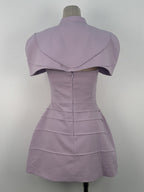 Hilary Purple Pleated Cape Mini Dress With Spaghetti Straps Flowering Girl