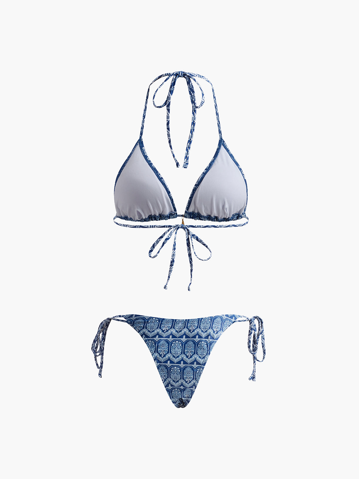 Printed Adjustable Strap Bikini Set Flowering Girl