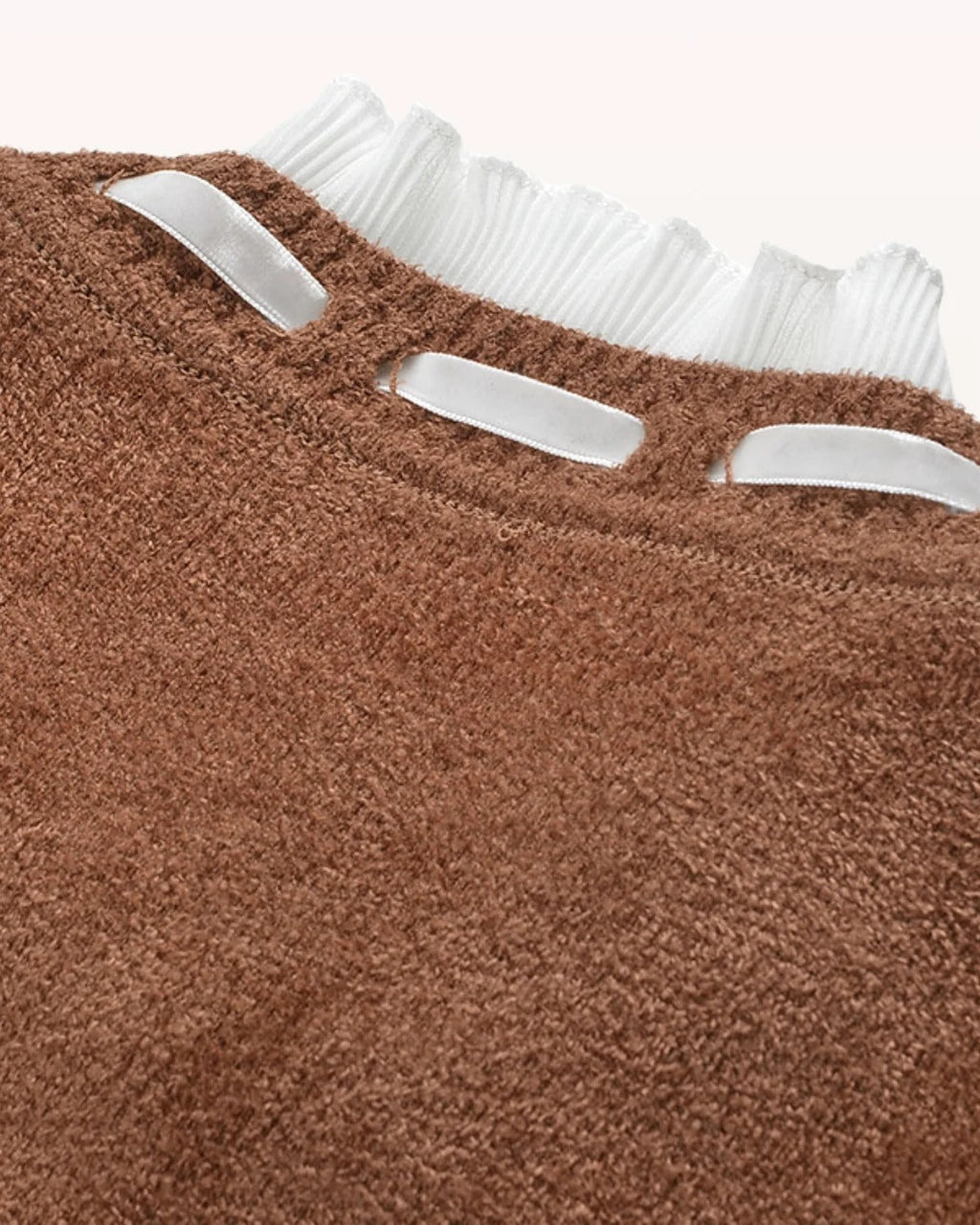 caramel brown textured wool-blend knit fitted, cropped cardigan Flowering Girl