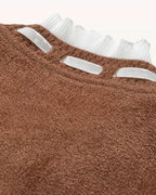caramel brown textured wool-blend knit fitted, cropped cardigan Flowering Girl
