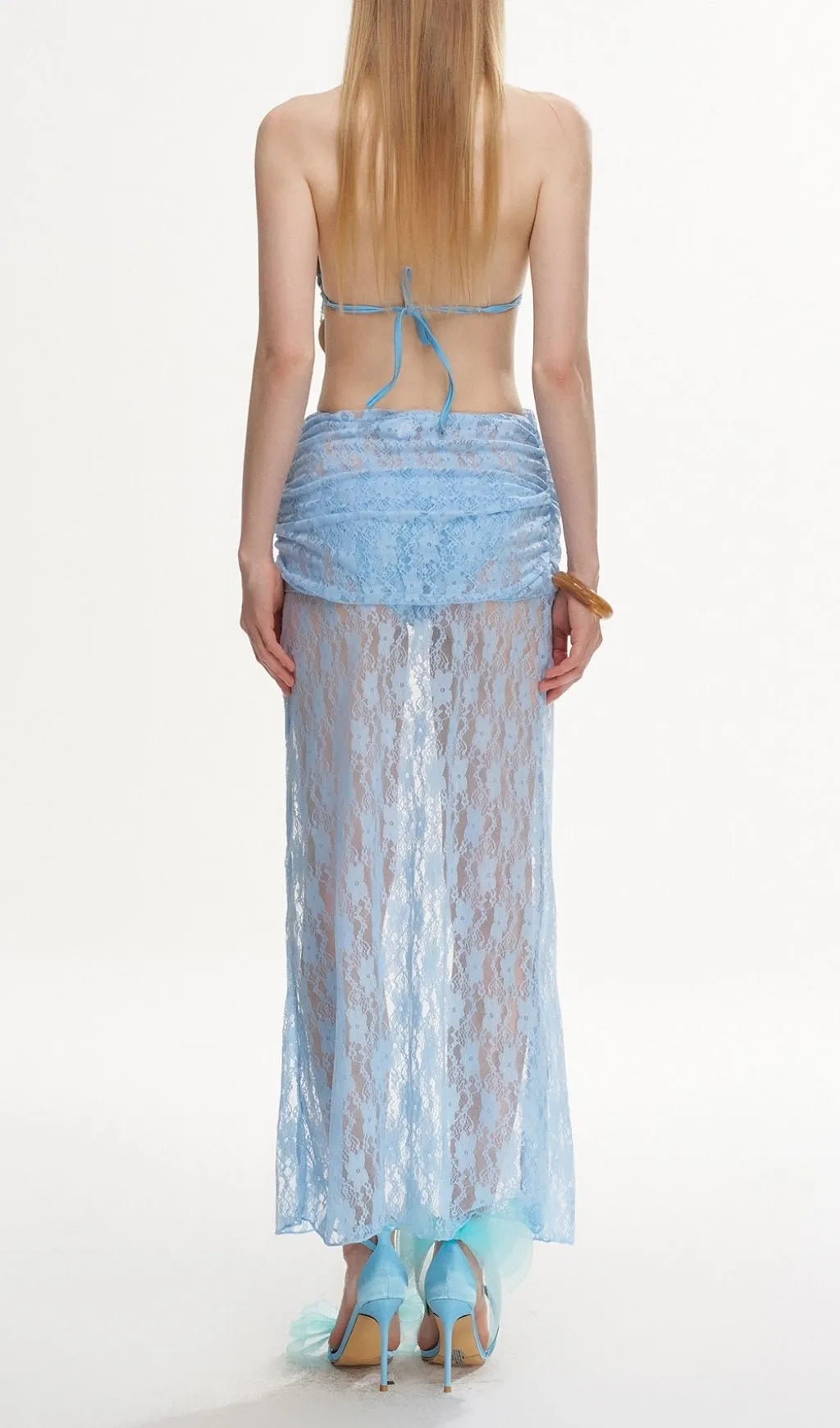 Latiece Blue Lace Three-Piece Swimsuit Flowering Girl