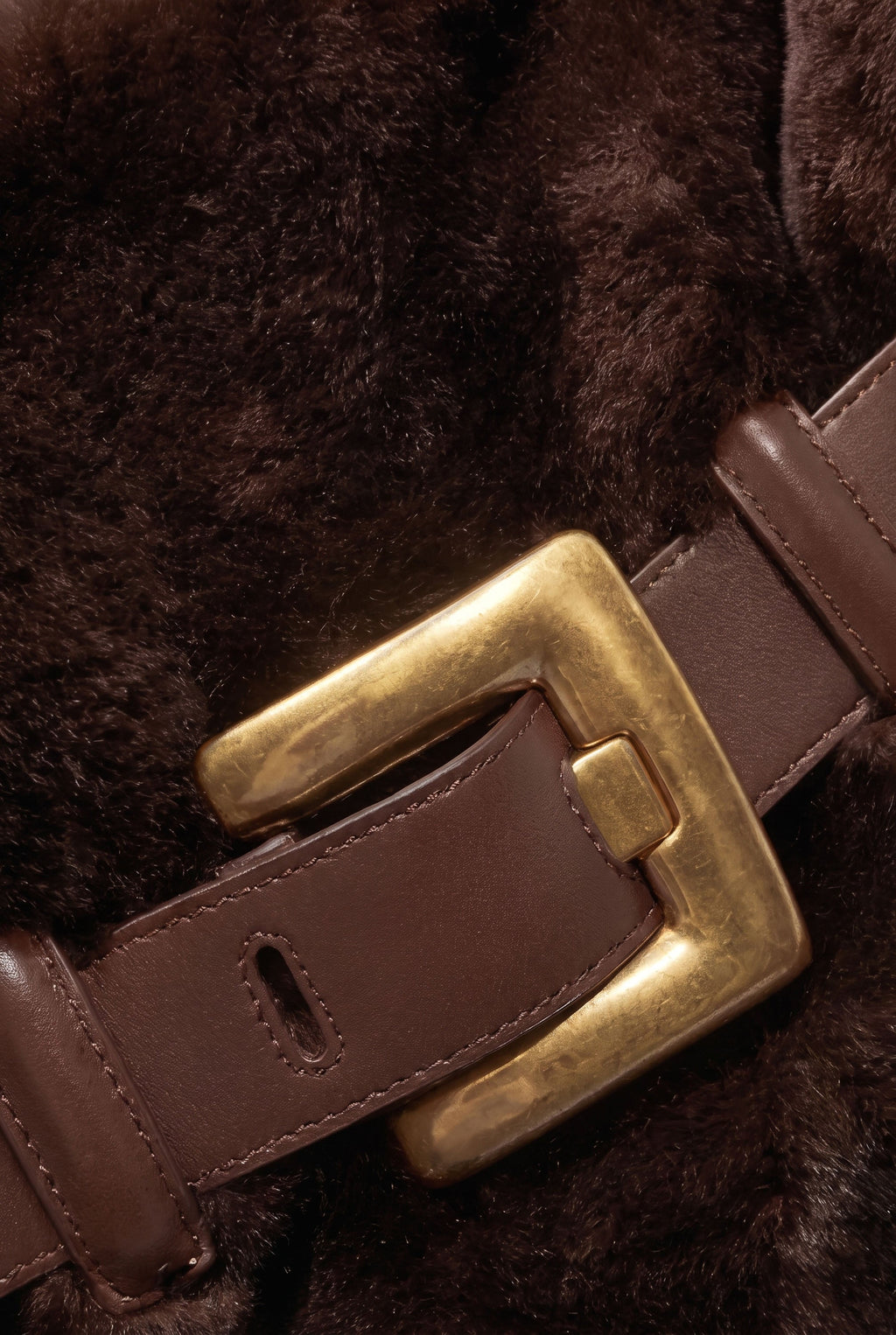 Faux Fur Handbag with Belt Buckle Detail – Brown Flowering Girl