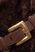 Faux Fur Handbag with Belt Buckle Detail – Brown Flowering Girl